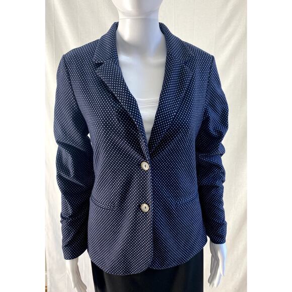 Rafaella Poka Dot Jacket  Blazer in Navy  and White Size Medium - Picture 8 of 13